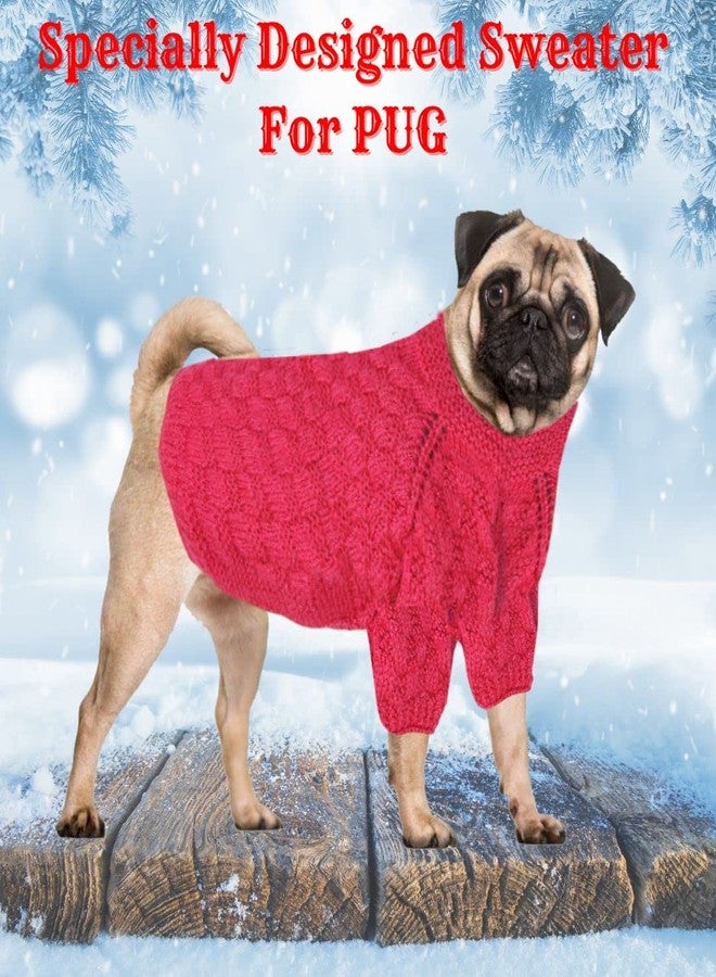 WiggleBoo Limited Edition for Pug Dog || Classic Hand Knitted Winter Sweater/Jacket || Specially Designed || Ultra Warm || Stylish Design || Comfortable & Soft Fabric (Pink) - Image 2